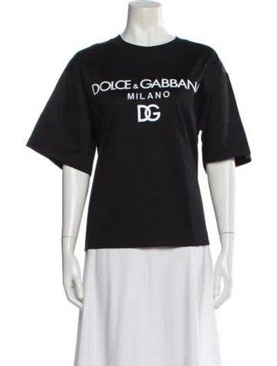 Pre-owned Dolce & Gabbana Graphic Print Crew Neck T-shirt In Black