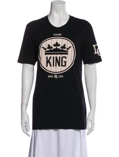Pre-owned Dolce & Gabbana Graphic Print Crew Neck T-shirt In Black