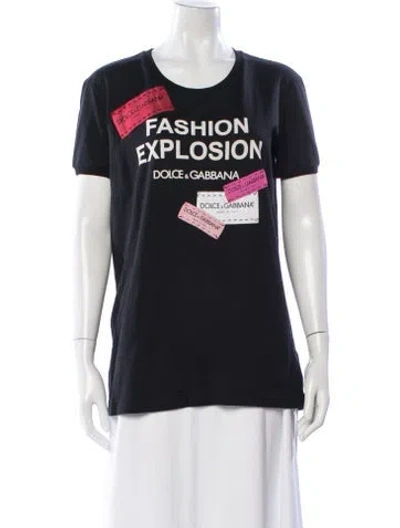 Pre-owned Dolce & Gabbana Graphic Print Crew Neck T-shirt In Black