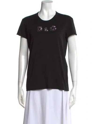 Pre-owned Dolce & Gabbana Graphic Print Crew Neck T-shirt In Black
