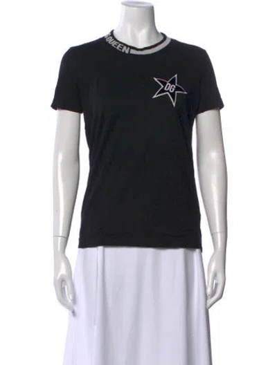 Pre-owned Dolce & Gabbana Graphic Print Crew Neck T-shirt In Black