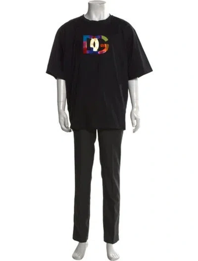 Pre-owned Dolce & Gabbana Graphic Print Crew Neck T-shirt In Black