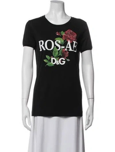 Pre-owned Dolce & Gabbana Graphic Print Crew Neck T-shirt In Black
