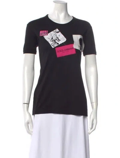 Pre-owned Dolce & Gabbana Graphic Print Crew Neck T-shirt In Black