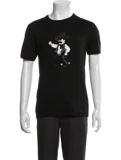 Pre-owned Dolce & Gabbana Graphic Print Crew Neck T-shirt In Black