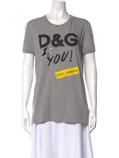 Pre-owned Dolce & Gabbana Graphic Print Crew Neck T-shirt In Gray