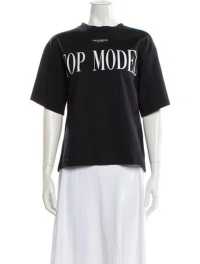 Pre-owned Dolce & Gabbana Graphic Print Crew Neck T-shirt In Gray