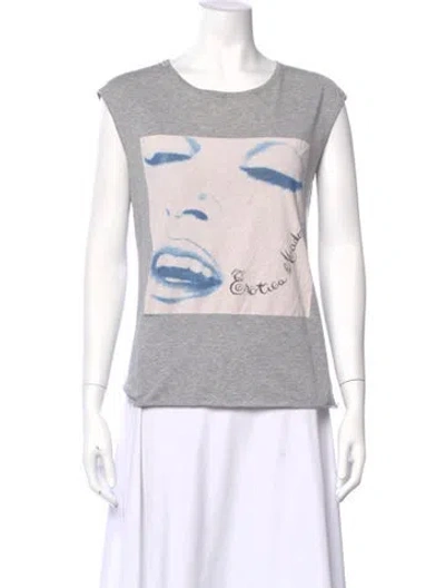 Pre-owned Dolce & Gabbana Graphic Print Crew Neck T-shirt In Gray