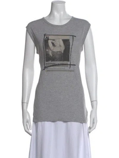 Pre-owned Dolce & Gabbana Graphic Print Crew Neck T-shirt In Gray