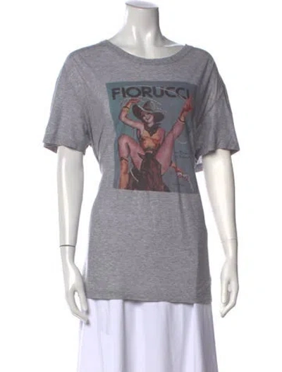 Pre-owned Dolce & Gabbana Graphic Print Crew Neck T-shirt In Gray