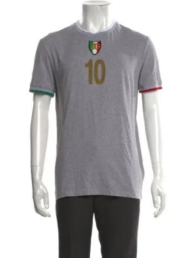 Pre-owned Dolce & Gabbana Graphic Print Crew Neck T-shirt In Grey