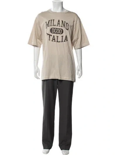 Pre-owned Dolce & Gabbana Graphic Print Crew Neck T-shirt In Neutral