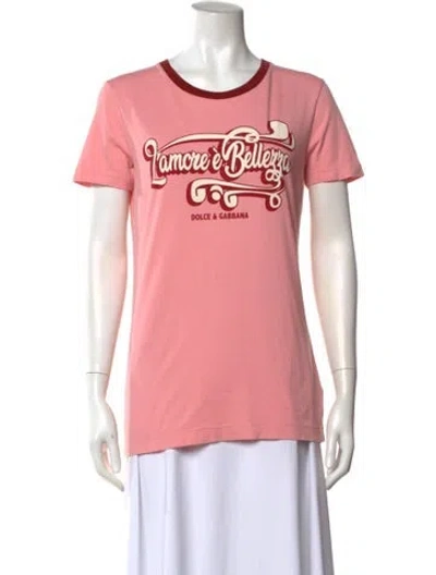 Pre-owned Dolce & Gabbana Graphic Print Crew Neck T-shirt In Pink