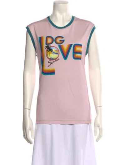Pre-owned Dolce & Gabbana Graphic Print Crew Neck T-shirt In Pink