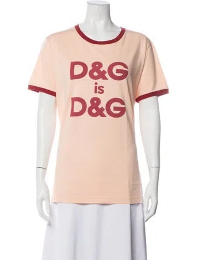 Pre-owned Dolce & Gabbana Graphic Print Crew Neck T-shirt In Pink