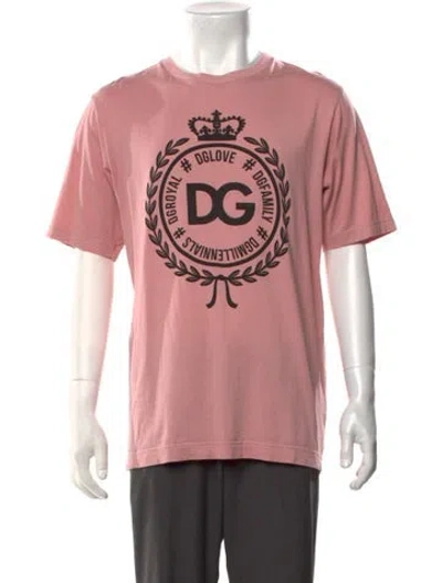 Pre-owned Dolce & Gabbana Graphic Print Crew Neck T-shirt In Pink