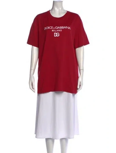 Pre-owned Dolce & Gabbana Graphic Print Crew Neck T-shirt In Red