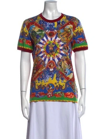 Pre-owned Dolce & Gabbana Graphic Print Crew Neck T-shirt In Red