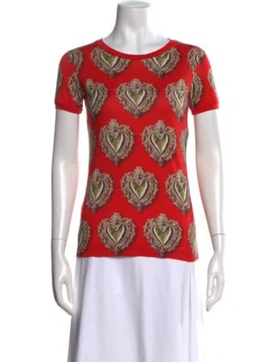 Pre-owned Dolce & Gabbana Graphic Print Crew Neck T-shirt In Red