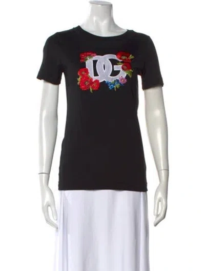 Pre-owned Dolce & Gabbana Graphic Print Crew Neck T-shirt W/ Tags In Black