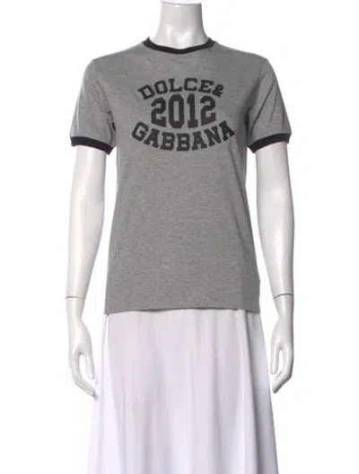 Pre-owned Dolce & Gabbana Graphic Print Crew Neck T-shirt W/ Tags In Gray