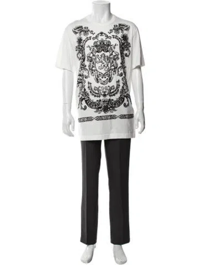 Pre-owned Dolce & Gabbana Graphic Print Crew Neck T-shirt W/ Tags In Neutrals