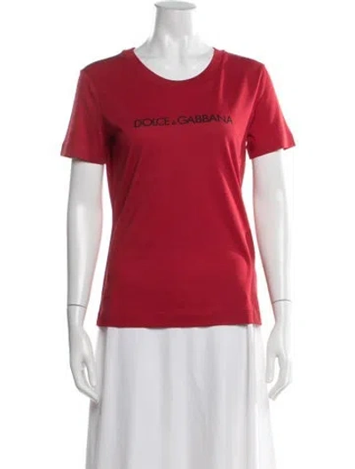 Pre-owned Dolce & Gabbana Graphic Print Crew Neck T-shirt W/ Tags In Red