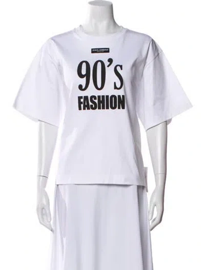 Pre-owned Dolce & Gabbana Graphic Print Crew Neck T-shirt W/ Tags In White