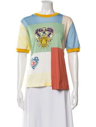 Pre-owned Dolce & Gabbana Graphic Print Crew Neck T-shirt W/ Tags In White