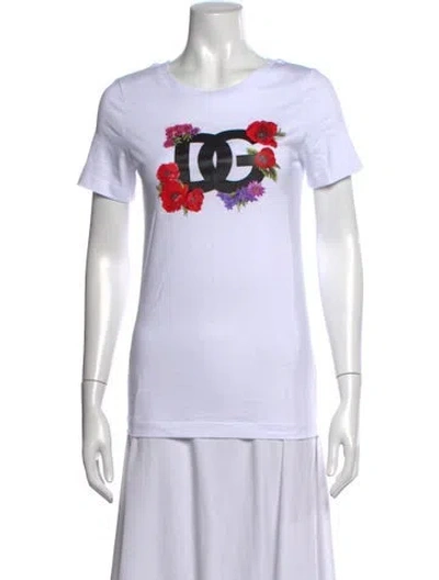 Pre-owned Dolce & Gabbana Graphic Print Crew Neck T-shirt W/ Tags In White