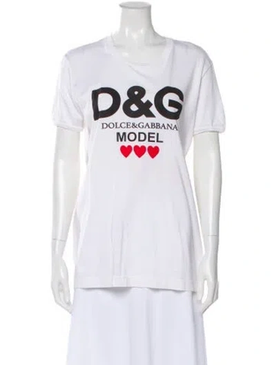 Pre-owned Dolce & Gabbana Graphic Print Crew Neck T-shirt In White