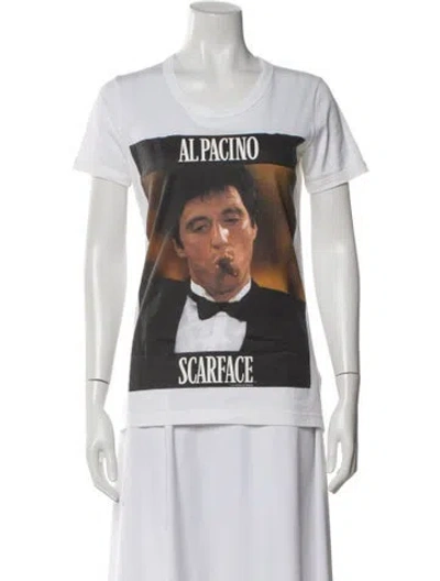 Pre-owned Dolce & Gabbana Graphic Print Crew Neck T-shirt In White