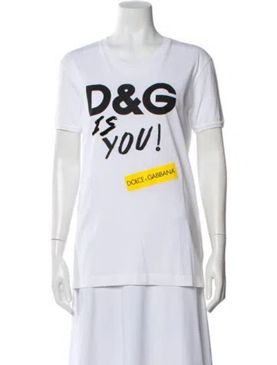 Pre-owned Dolce & Gabbana Graphic Print Crew Neck T-shirt In White