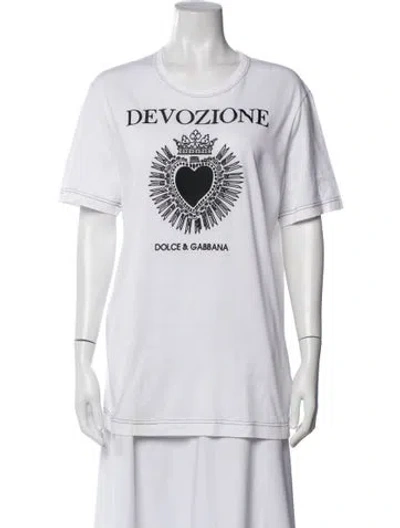 Pre-owned Dolce & Gabbana Graphic Print Crew Neck T-shirt In White