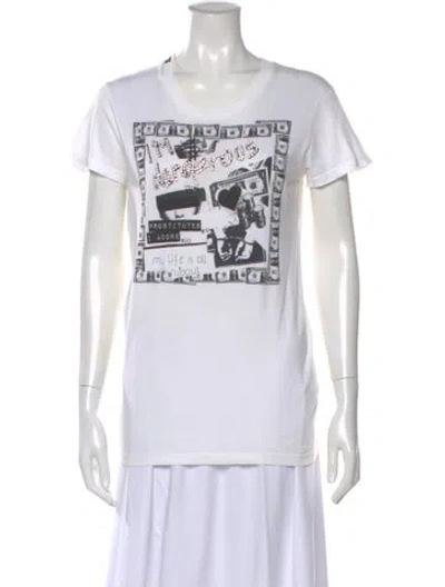 Pre-owned Dolce & Gabbana Graphic Print Crew Neck T-shirt In White