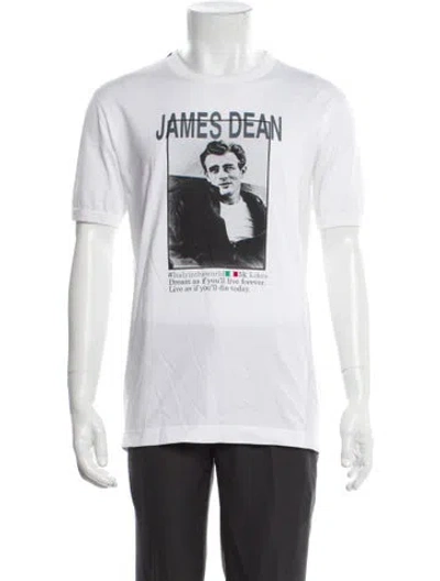 Pre-owned Dolce & Gabbana Graphic Print Crew Neck T-shirt In White