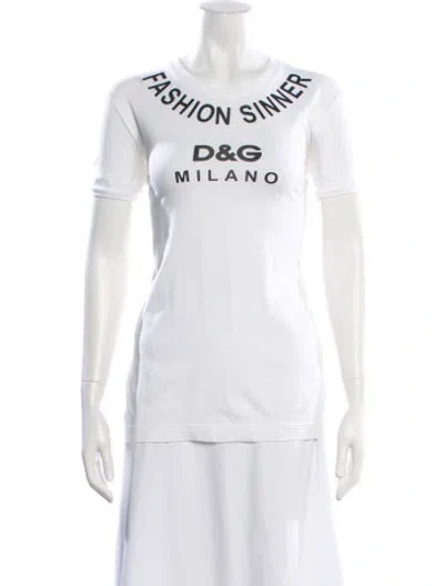 Pre-owned Dolce & Gabbana Graphic Print Crew Neck T-shirt In White