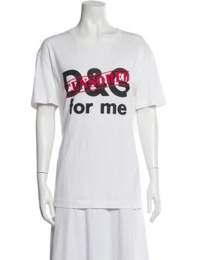 Pre-owned Dolce & Gabbana Graphic Print Crew Neck T-shirt In White