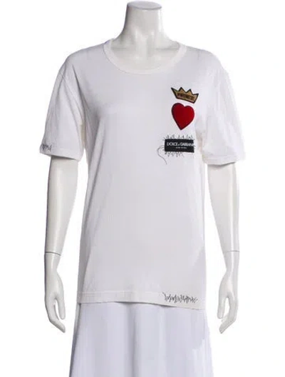 Pre-owned Dolce & Gabbana Graphic Print Crew Neck T-shirt In White