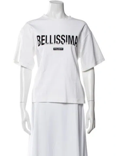 Pre-owned Dolce & Gabbana Graphic Print Crew Neck T-shirt In White