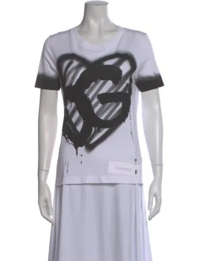 Pre-owned Dolce & Gabbana Graphic Print Crew Neck T-shirt In White