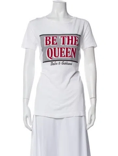 Pre-owned Dolce & Gabbana Graphic Print Crew Neck T-shirt In White