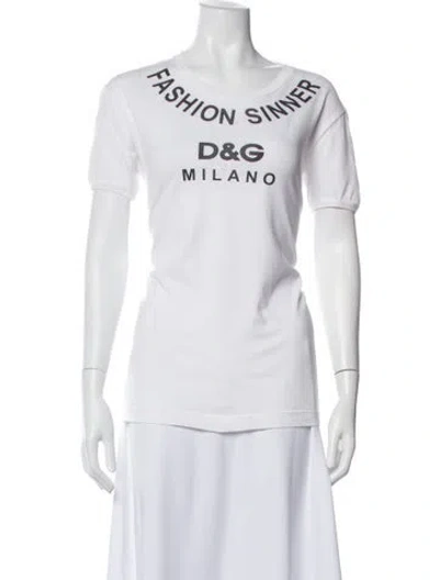 Pre-owned Dolce & Gabbana Graphic Print Crew Neck T-shirt In White