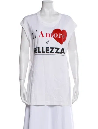 Pre-owned Dolce & Gabbana Graphic Print Crew Neck T-shirt In White