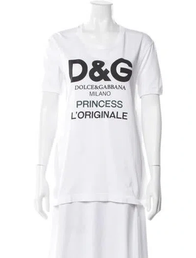 Pre-owned Dolce & Gabbana Graphic Print Crew Neck T-shirt In White