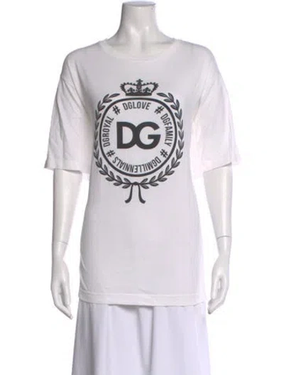 Pre-owned Dolce & Gabbana Graphic Print Crew Neck T-shirt In White