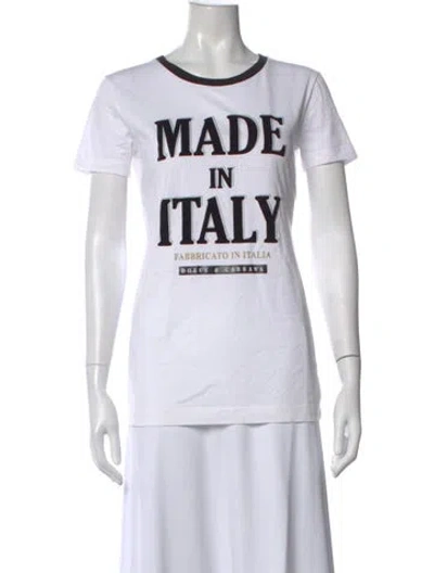 Pre-owned Dolce & Gabbana Graphic Print Crew Neck T-shirt In White