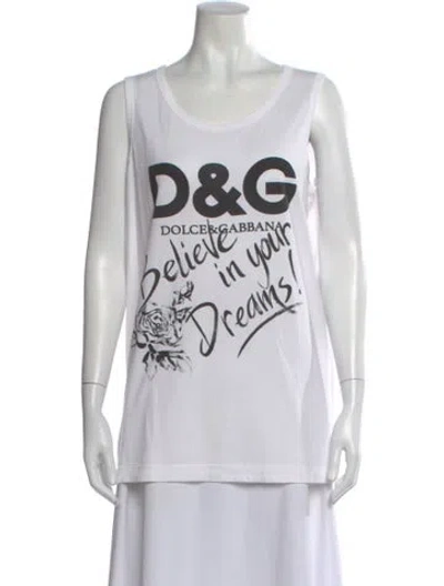 Pre-owned Dolce & Gabbana Graphic Print Crew Neck T-shirt In White