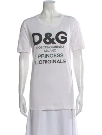 Pre-owned Dolce & Gabbana Graphic Print Crew Neck T-shirt In White