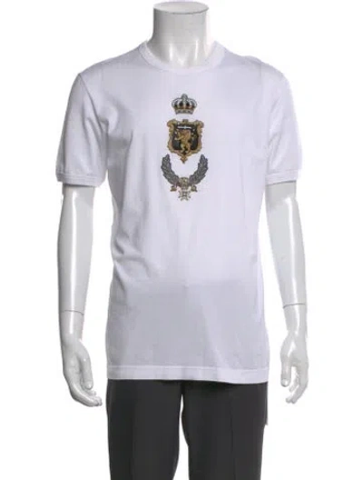 Pre-owned Dolce & Gabbana Graphic Print Crew Neck T-shirt In White